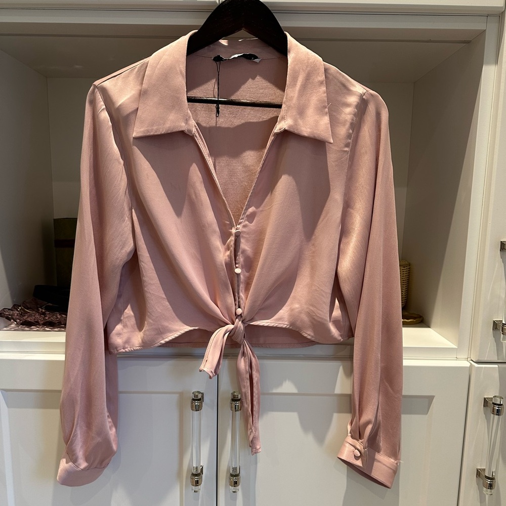 Dynamite Blouse, cropped, blush colour, size large